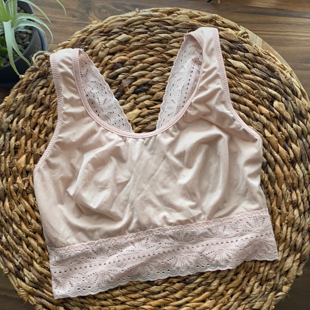 b temptd satin lace bra bralette blush pink XS lounge sleep pj comfy sexy